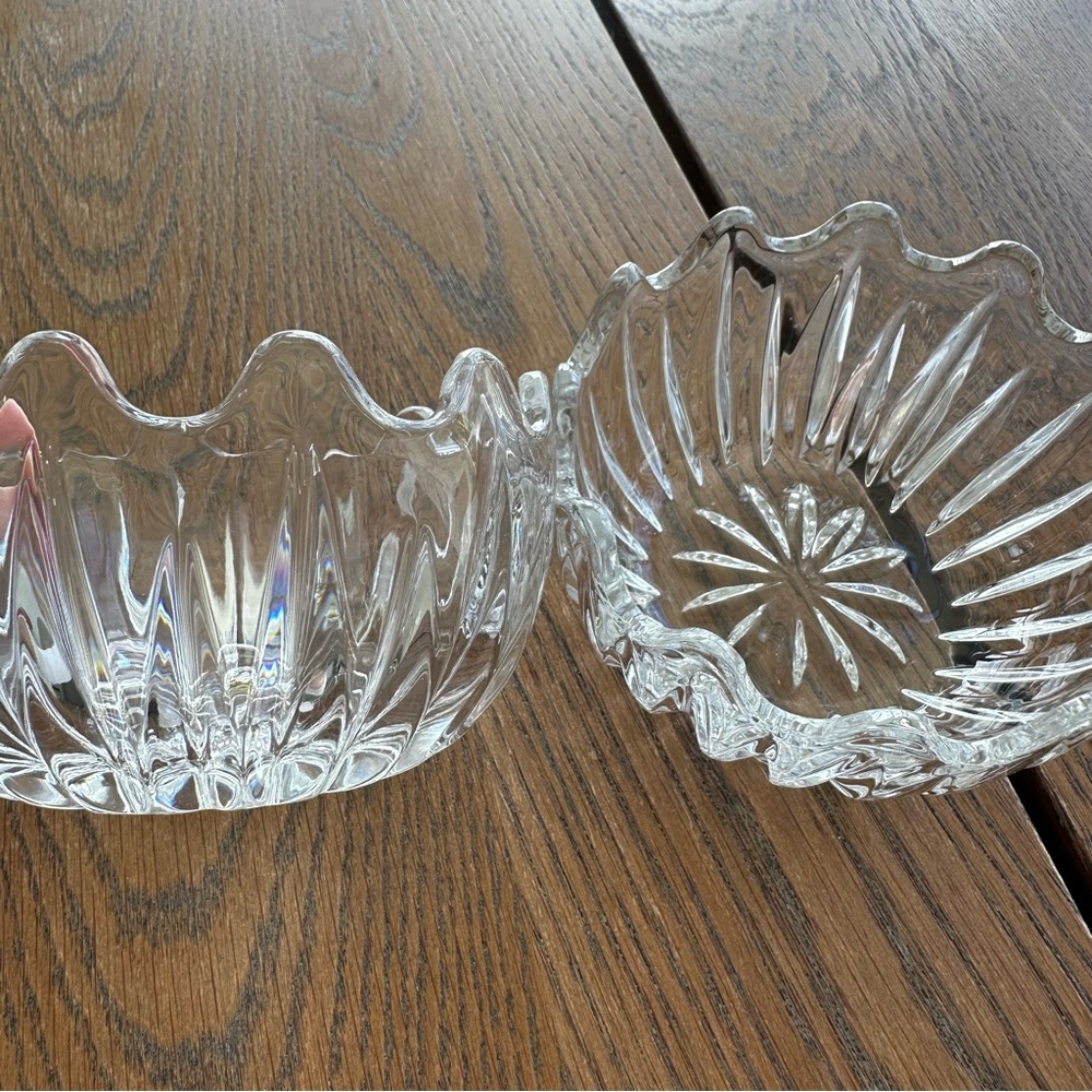 Zajecar Lead Crystal Trinket Votive Decorative Bowl Candy Dish Pair Vintage - Picture 6 of 11